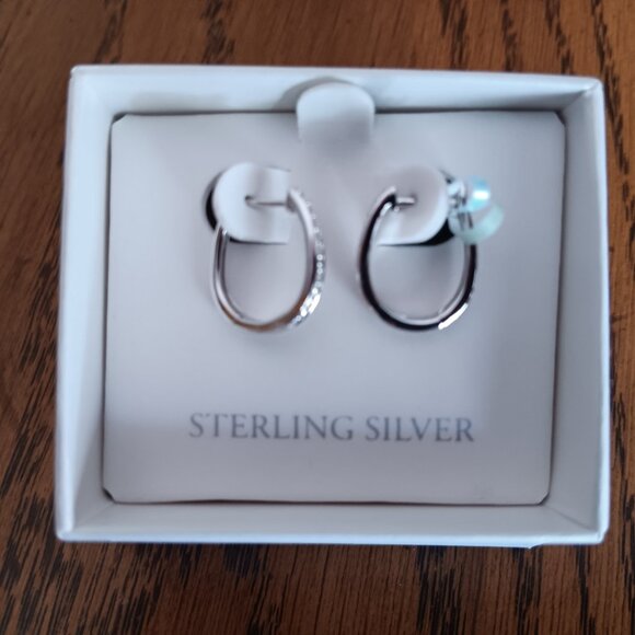 New Belk & Co. 1/10 ct. t.w. Lab Grown Diamond Hoop Earring in Sterling Silver - Picture 3 of 4